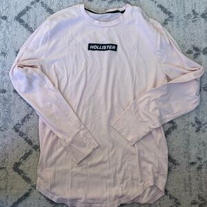 Hollister Men’s Long Sleeve‎ T-Shirt Pink Logo Patch Top Size Medium